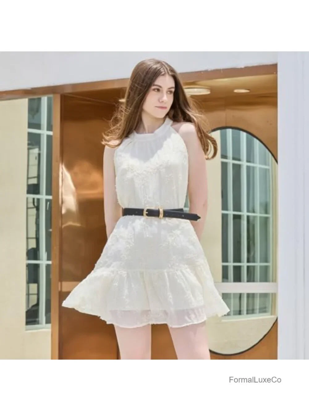 Faux Leather Belt with Gold Buckle Trendy Skinny Waist Belt